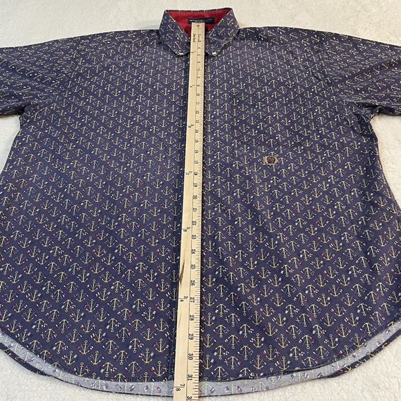 TOMMY HILFIGER ALL OVER PRINT Large Anchor Sailing Nautical Shirt VTG 90’s - Picture 7 of 8